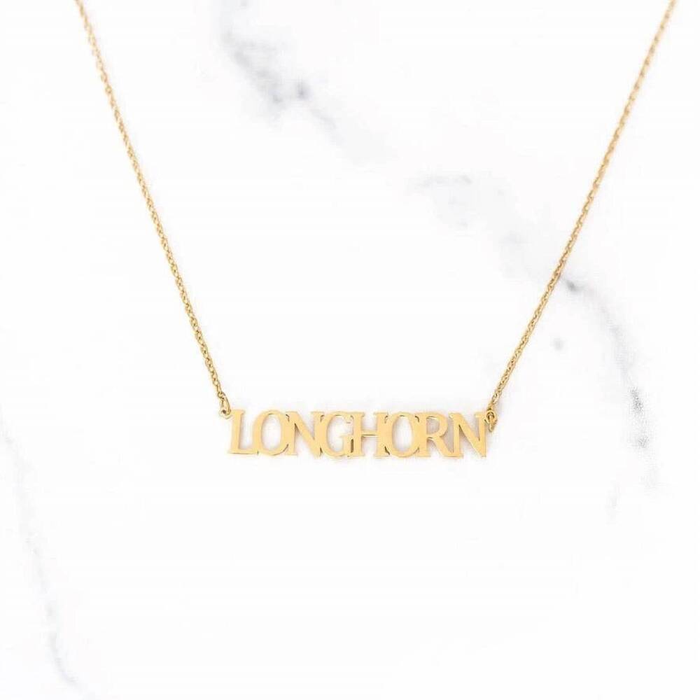 NEW GOLDEN THREAD women's texas longhorns nameplate layering necklace in gold